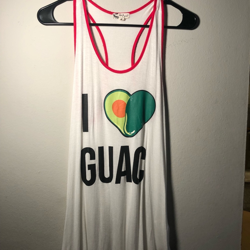 I love guac racer back tank top white